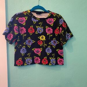 Nooworks Floral Black Crop Top